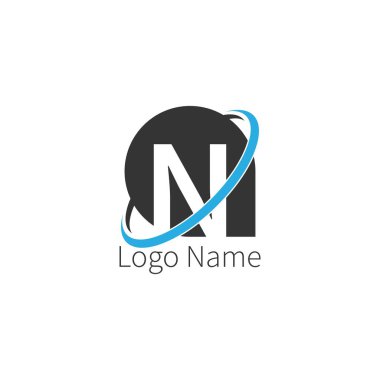 Harf N çember simgesi Logosu, tasarım harfi + simge dairesi konsepti çizimi