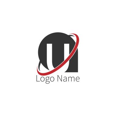 U harfi daire simgesi logosu, dizayn harfi + simge dairesi çizimi