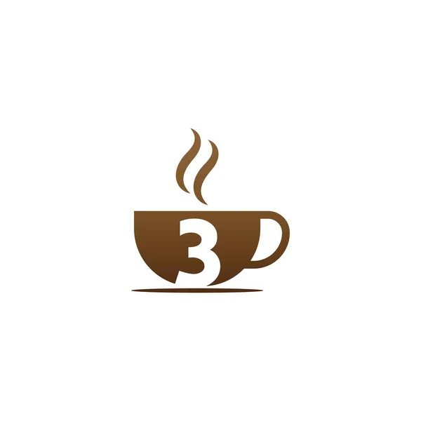 Coffee Cup Icon Design Number Logo Concept — Stock Vector