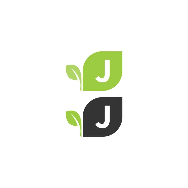 J harfi logo yaprağı ikon tasarım vektörü