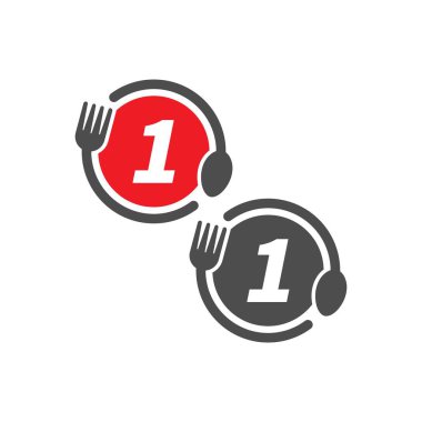 Çatal ve kaşık simgesi bir numaralı logo tasarımı konseptini daire içine alıyor