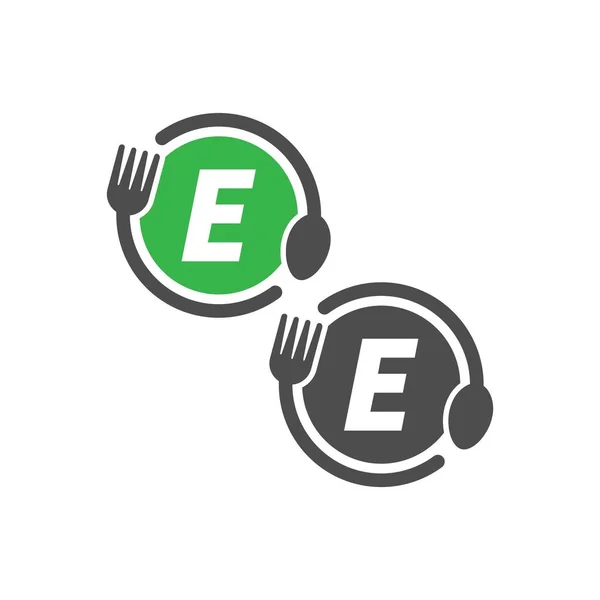 Fork Spoon Icon Circling Letter Logo Design Concept — Image vectorielle
