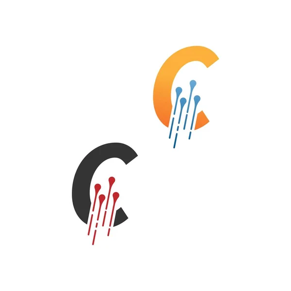 Devre Çizgileri Biçim Şablonlu Basit Harfi Teknik Logosu — Stok Vektör
