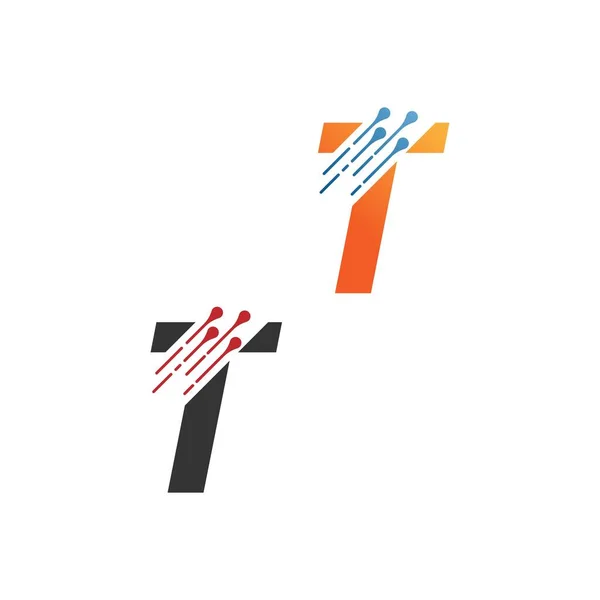 Буква Простой Логотип Технологии Шаблоном Иконки Линии Цепи — стоковый вектор