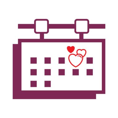 Romantik takvimler ve aşk tasarımı çizimleri