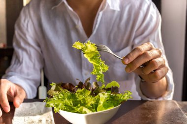 Sebze salatası sabah sahip erkekler.
