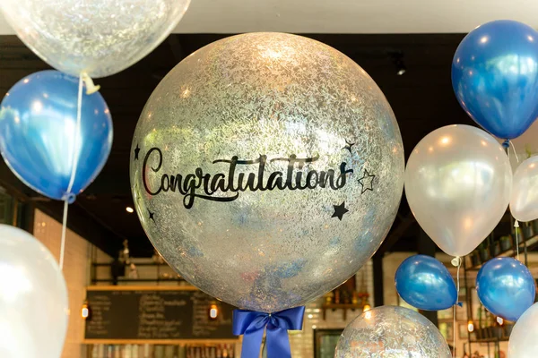 Balloons with word  Congratulation on ballon decoration in the restaurant