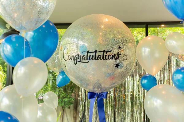 Balloons with word  Congratulation on ballon decoration in the restaurant