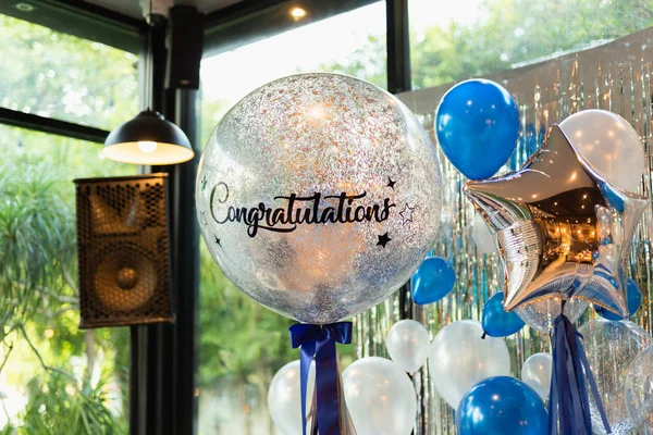 Balloons with word  Congratulation on ballon decoration in the restaurant