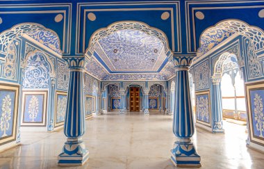 16 Aralık 2018 - Sukh Niwas mavi oda, şehir Palace, Jaipur, Hindistan