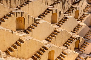 Architecture of stairs at Abhaneri baori stepwell in Jaipur Rajasthan india clipart