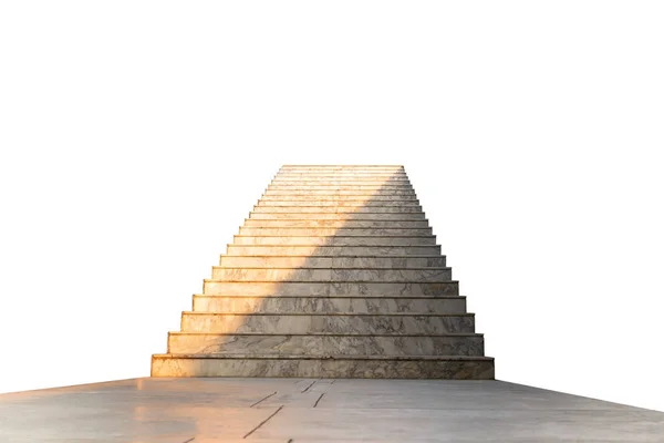 大理石楼梯与阳光查出在白色背景. — 图库照片