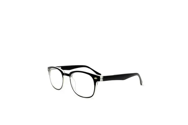 Fehér háttérrel izolált, fekete keretes szemüvegek. — Stock Fotó