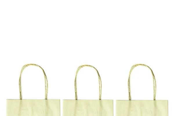 Handles of brown paper bag isolated whith clipping path. — Stock Photo, Image