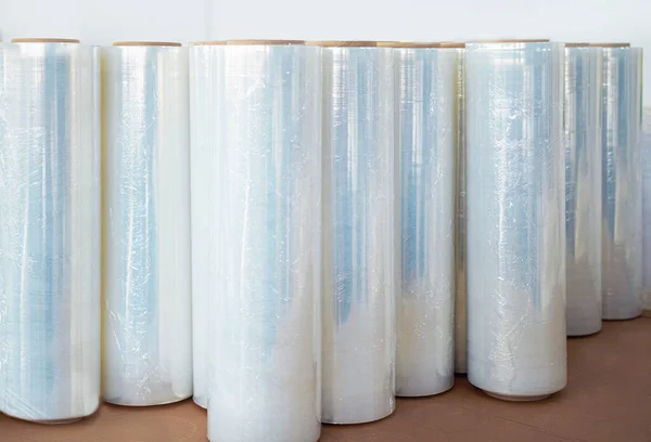 stock image Rolls of a plastic in a factory ready for  use