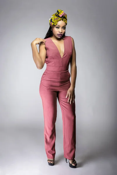 Black African American Female Fashion Model Wearing 2019 Color Year — Stock Photo, Image