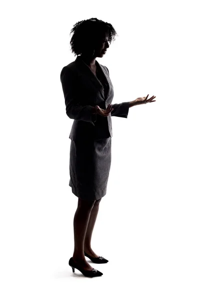 Silhouette Black Businesswoman Anonymous Female Presidential Candidate Person Backlit Isolated — Stock Photo, Image