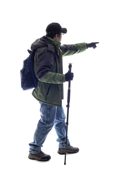 Montañista Excursionista Aislado Sobre Fondo Blanco Para Materiales Compuestos Hombre — Foto de Stock