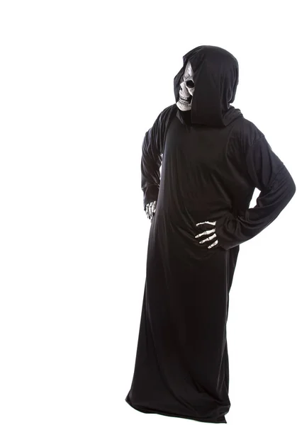 Person Klädd Grim Reaper Eller Death Ghost Halloween Kostym Ser — Stockfoto