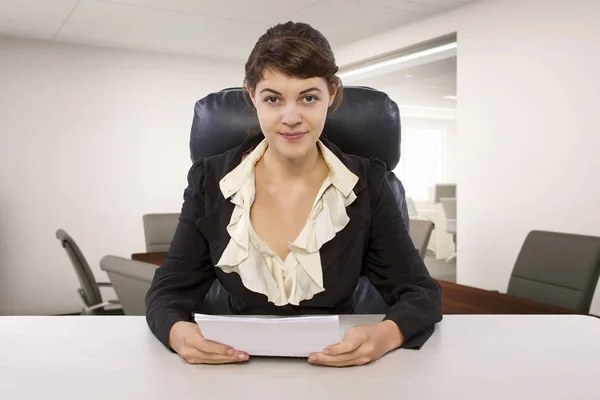 Young Female Business Employee Newly Hired Student Doing Writer Internship — Stock Photo, Image