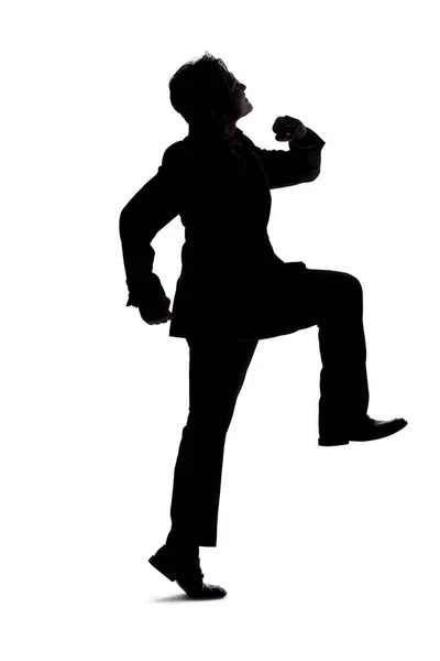 Full Body Silhouette Businessman Isolated White Background Walking Gesture Moving — ストック写真