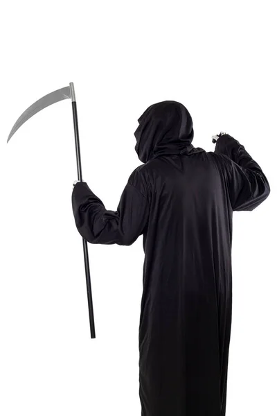 Der Sensenmann Oder Das Totenhalloween Kostüm Isoliert Auf Weißem Hintergrund — Stockfoto