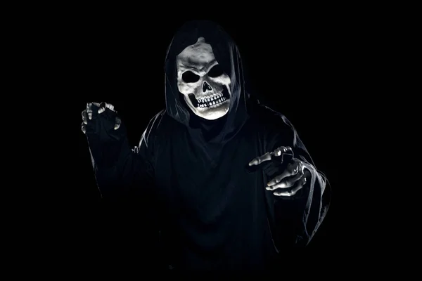 Scary Monster Grim Reaper Ghost Coming Out Dark Shadows Haunt — Stock Photo, Image