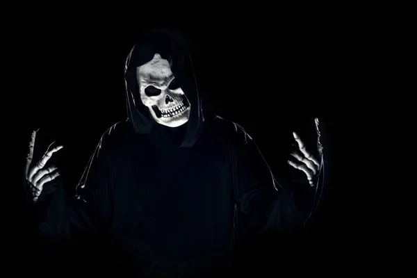 Scary Monster Grim Reaper Ghost Coming Out Dark Shadows Haunt — ストック写真