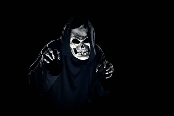 Scary Monster Grim Reaper Ghost Coming Out Dark Shadows Haunt — ストック写真