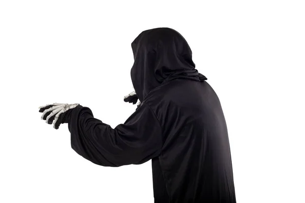 Der Sensenmann Oder Das Totenhalloween Kostüm Isoliert Auf Weißem Hintergrund — Stockfoto