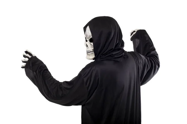 Der Sensenmann Oder Das Totenhalloween Kostüm Isoliert Auf Weißem Hintergrund — Stockfoto