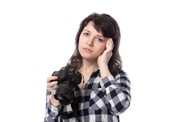 Mladá Žena Volné Noze Profesionální Fotograf Nebo Student Umění Nebo — Stock fotografie