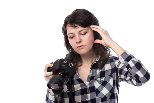 Mladá Žena Volné Noze Profesionální Fotograf Nebo Student Umění Nebo — Stock fotografie