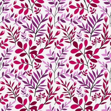 Yaprak ve Çiçek pembe Pembe Desensiz Desen