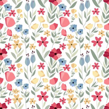 Beyaz arkaplan ile el çizimi Çiçeksiz Desen