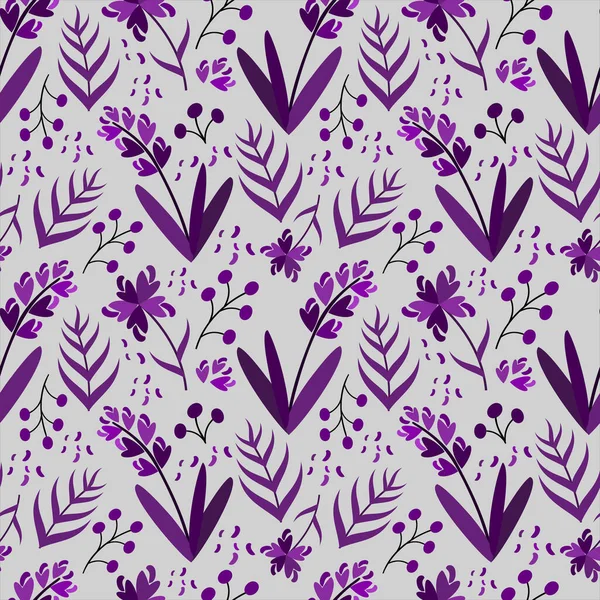 Pola Tanpa Lautan Purple Floral Untuk Musim Semi - Stok Vektor