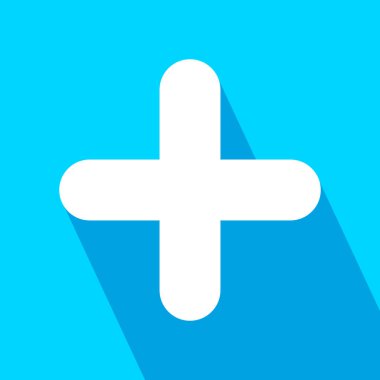 Artı işaret simgesi, düz yuvarlak düğme. Vektör EPS10