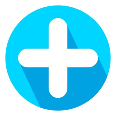 Artı işaret simgesi, düz yuvarlak düğme. Vektör EPS10