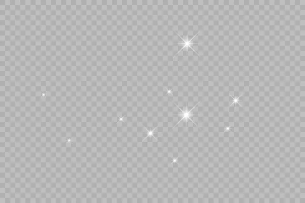 Poussière Blanche Des Étincelles Blanches Des Étoiles Dorées Brillent Avec — Image vectorielle