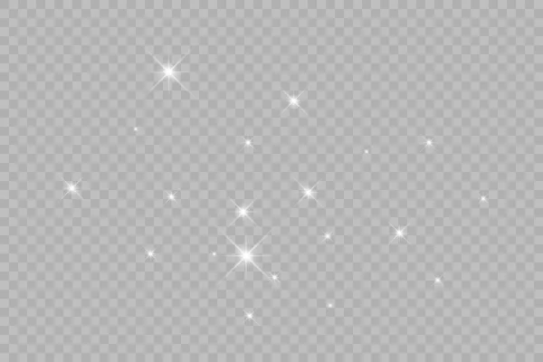 Toz Beyazı Beyaz Kıvılcımlar Altın Yıldızlar Özel Işıkla Parlıyorlar Şeffaf — Stok Vektör