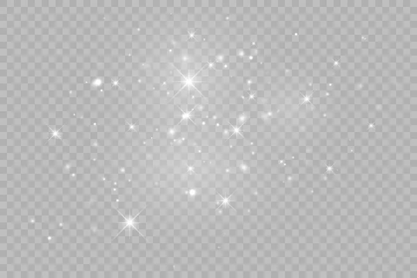 Bílý Prach Bílé Jiskry Zlaté Hvězdy Září Zvláštním Světlem Vektorové — Stockový vektor