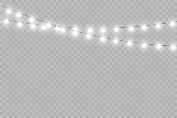 Vánoční Světla Izolovala Realistické Designové Prvky Zářící Světla Pro Vánoce — Stockový vektor
