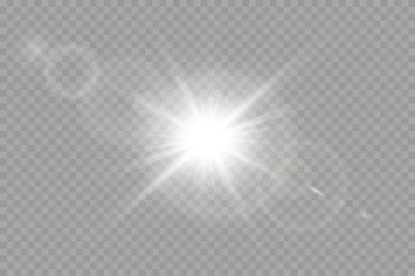Λευκό Λαμπερό Φως Έκρηξη Έκρηξη Διαφανή Δροσερή Διακόσμηση Λάμψη Ακτίνων — Διανυσματικό Αρχείο