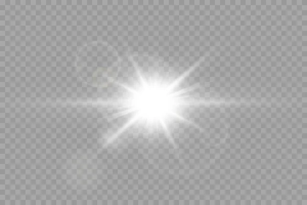 Белый Светящийся Свет Лопнул Взрыв Прозрачным Охлаждающий Эффект Украшения Лучом — стоковый вектор