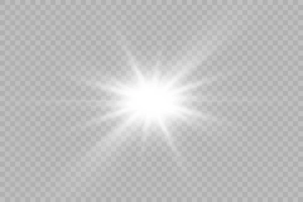 Bílé Zářící Světlo Vybuchlo Průhlednou Explozí Cool Efekt Dekorace Paprskovými — Stockový vektor