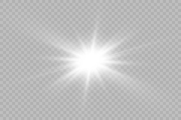 White glowing light burst explosion with transparent. Cool effect decoration with ray sparkles. Transparent shine gradient glitter.