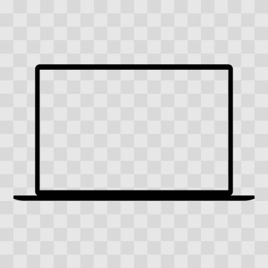 Şeffaf Ekranlı Gerçekçi Karanlık Defter izole edildi. 16 inçlik laptop. Ekranı Aç. Proje ve Sunum İçin Kullanılabilir. Boş Aygıt Modeli. Grupları ve katmanları ayırın. Kolayca Düzenlenebilir Vektör
