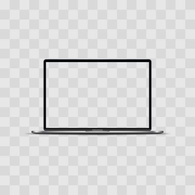 Şeffaf Ekranlı Gerçekçi Karanlık Defter izole edildi. 16 inçlik laptop. Ekranı Aç. Proje ve Sunum İçin Kullanılabilir. Boş Aygıt Modeli. Grupları ve katmanları ayırın. Kolayca Düzenlenebilir Vektör