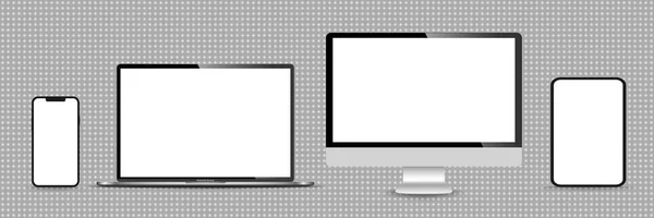 Реалістичний Набір Монітора Ноутбука Планшета Смартфона Стокова Векторна Ілюстрація — стоковий вектор
