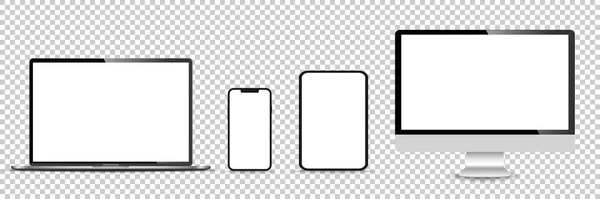 Реалістичний Набір Монітора Ноутбука Планшета Смартфона Стокова Векторна Ілюстрація — стоковий вектор